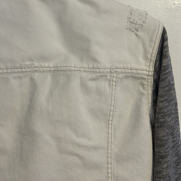 Free People White Denim Hoodie Jacket w/Gray Sleeves size S - Picture 13 of 16